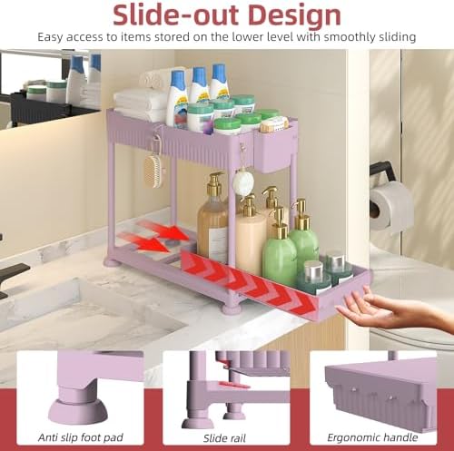Sevenblue 4-Pack 2-Tier Under Sink Organizer with Pull Out Drawers - Image 2