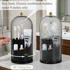 Toothbrush Holder with Cover for Bathroom Countertop, Organizer, Black - Image 4