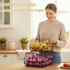 2-Tier Potato and Onion Storage Bin, Stackable Wire Baskets for Countertop - Image 6