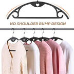 Plastic Hangers Black Clothes Hanger 50 Pack | No Shoulder Bumps, 360°Swivel Hook, Thin, Space Saving for Closet, Fit for Suits Pants Heavy Duty Adult Coat Shirt Dress - Image 3