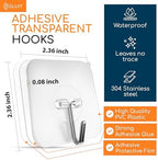 GLUIT Adhesive Wall Hooks for Hanging Heavy Duty No Drill, 22 lbs, 6 pcs - Image 3