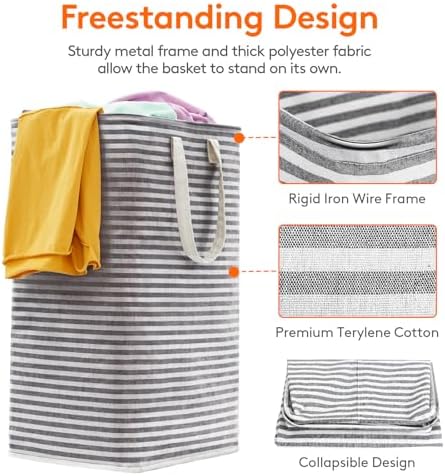 Lifewit 6 Pack Laundry Basket 80L Each, Collapsible Clothes Hamper with Reinforced Handles, Freestanding Waterproof Design for Bedroom and Laundry Room, Black 480L Total - Image 2