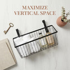 LeleCAT Grid Storage Baskets with Hooks, Over Cabinet Door Organizer, Wire Basket Hanging Storage Organizer, Kitchen Bathroom Organizer (Black, Extra Large) - Image 5
