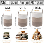 105L Extra Large Laundry Basket,Clothes Hamper with Handles- Brown - Image 2
