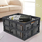 Idotry 3-Pack Plastic Folding Storage Crates, Grey Collapsible Basket, 28 L - Image 7