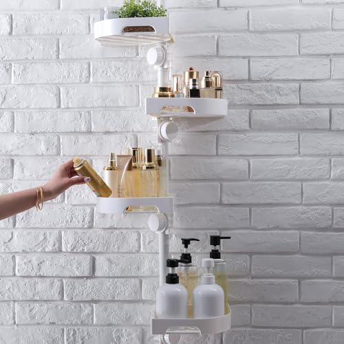 shuang qing 4-Tier Corner Shower Caddy Tension Pole Organizer, White by SHUANGQING