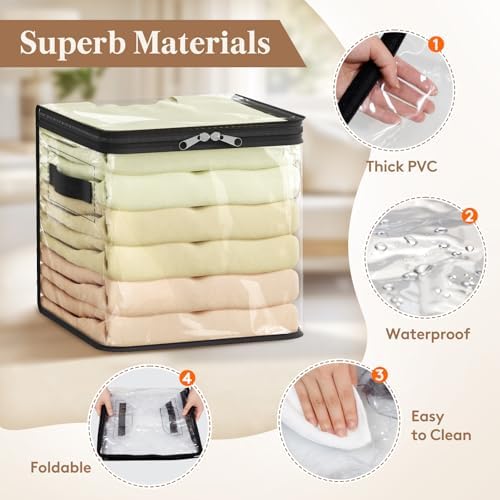 Lifewit 4 Pack Clear Clothes Storage Bags, Sweater Storage with Zipper, 18L - Image 3