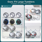LARGER Compartment - Stackable Water Bottle Organizer Holder - for Stanley & Others' Large Tumbler - Clear Wine Rack, Cup Bottle Holder for Cabinet Home Countertop Fridge Pantry Shelf, 4 Tier Hold 12 - Image 2