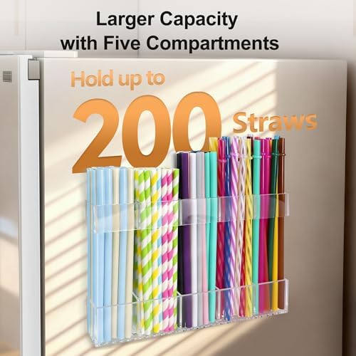 9.5” Large Acrylic Straw Holder for Cabinet Door, Adjustable Two-Part - Image 3