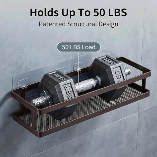 PUSDON 5-in-1 16.5" Extra Long Kitchen Organizer & Shower Caddy Set, Wall Mount Spice Rack with Paper Towel Holder, Utensil Holder & Soap Dish, Rustproof Mesh Storage Rack, Vintage Bronze, Guardrail - Image 5