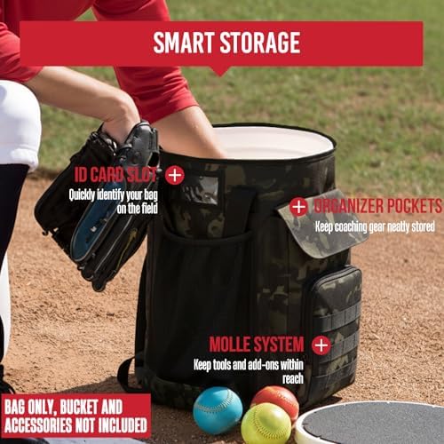 Baseball Bucket Bag, Softball Coaches Bags Fit 6 Gallon Bucket - Image 2