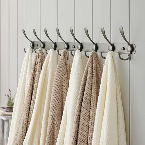 Dseap Coat Rack Wall Mount - 29.5” Long 8-Tri-Hooks Heavy Duty Coat Hanger Rail Wall Hooks for Hanging Coats Hats Clothing Clothes Purse Mudroom Entryway, Gray - Image 4
