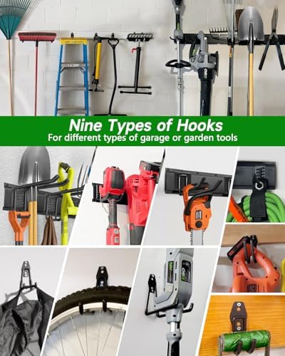 PIYILO Garden Tool Organizer 48 inches with 18 Garage Wall Hooks in 9 Types - Image 5