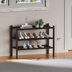 ROMGUAR CRAFT 3 Tier (Thick) Bamboo Shoe Rack for Closet Free Standing Wood Shoe Shelf for Entryway Small Space Stackable 27"x12"x21" (Black Brown) - Image 6