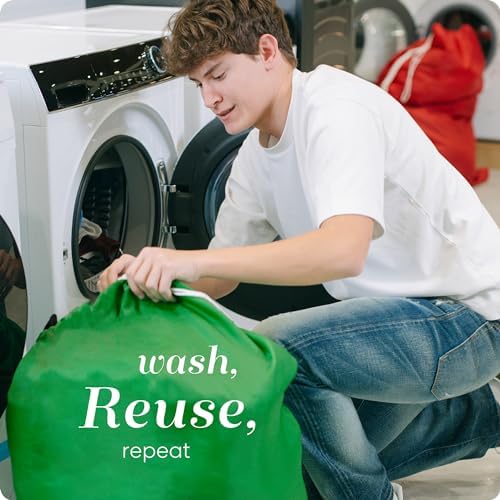 Nylon XL Laundry Bag - Locking Drawstring Closure, Machine Washable, These Large Bags Will Fit a Laundry Basket and Strong Enough to Carry up to Two Loads of Clothes (Green | 22" x 32") - Image 5