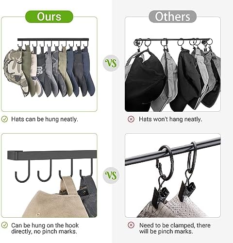 Mkono Hat Organizer, Metal Hat Rack for Wall Storage Holds 20 Caps Set of 2 - Image 5