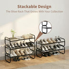 3 Tier Shoe Rack - Expandable Shoe Organizer for Closet - Image 5