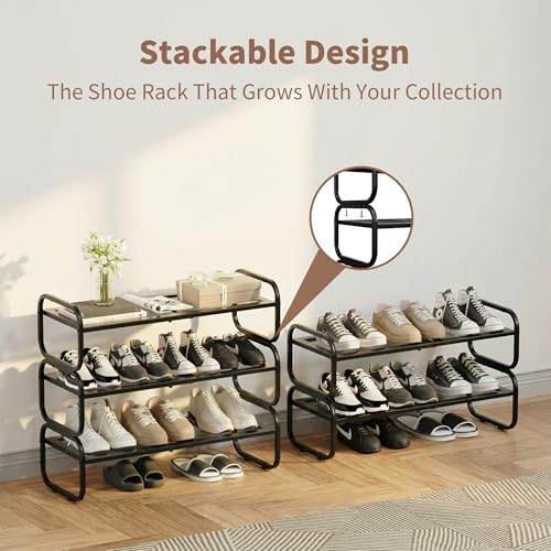 3 Tier Shoe Rack - Expandable Shoe Organizer for Closet - Image 5