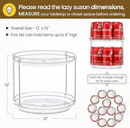 2 Set 2 Tier Non-Skid Acrylic Lazy Susan Organizer - Rotating Spice Rack - Turntable Spinning Organization for Kitchen, Pantry, Countertop, Closet, Bathroom, Vanity, Medicine Cabinet Organizing, 12'' - Image 2