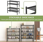 ROMGUAR CRAFT 5 Tier Bamboo Shoe Rack for Closet Free Standing Wood Shoe Shelf for Entryway Small Space Stackable 27"x11"x33" (Black) - Image 5
