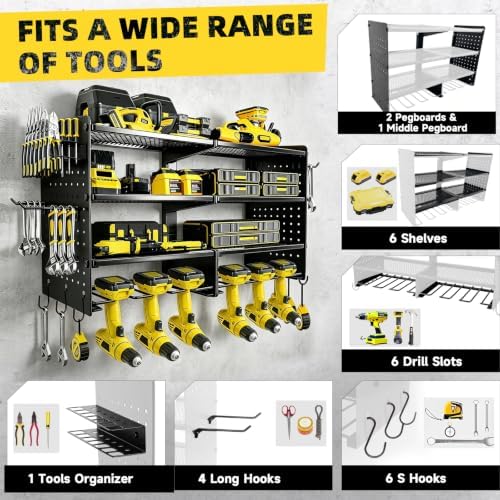 Power Tool Organizer Wall Mount, 4 Tier Heavy Duty Tool Storage Rack - Image 5
