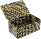 Hipiwe Seagrass Storage Basket Box with Lid Handwoven Wicker Bins for Shelf by Hipiwe