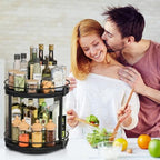 Snughome Lazy Susan Spice Rack, 2 Tier Rotating Spice Rack, Wood Lazy Susan Organizer for Cabinet, Black Kitchen Counter Shelf, 10.2" x 10.2" x 10.4" - Image 7