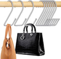 15 Pack Purse Hanger for Closet, Super Sturdy Purse Hooks, Hanging Backpack Bag Holder, Closet Organizers and Storage, Silver by OMHOMETY
