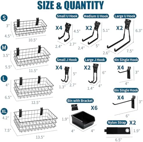 34PCS Slatwall Accessories Set: Baskets, Hooks Set, Screw Bins - Image 2