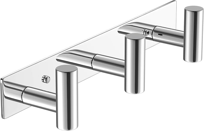 VAEHOLD Hat and Coat Wall Mount Rack - Hooks for Robes, Bags, Keys, and Towels - Bathroom Towel Hanger Organizer (Polished Chrome, “T“ Shape 3 Hooks 1 Pack) by VAEHOLD