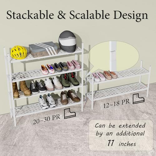 Shoe Rack, 45.6" Expandable Shoe Storage Organizer for Closet - Stackable - Image 5