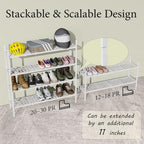 Shoe Rack, 45.6" Expandable Shoe Storage Organizer for Closet - Stackable - Image 5