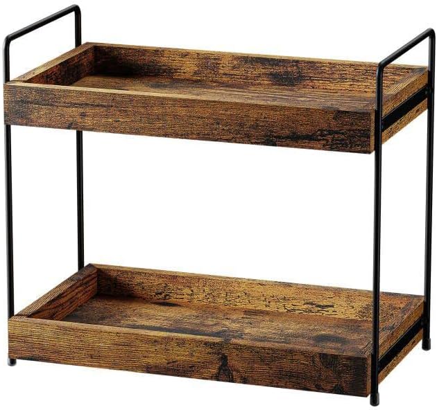 2-Tier Wood Bathroom Counter Organizer, Kitchen Spice Rack by SANRETAHO