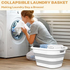 OOAMBB 43L Collapsible Laundry Baskets Plastic (Blue+Grey, 2 Packs) - Image 2
