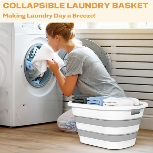 OOAMBB 43L(11.5Gallon) Collapsible Laundry Basket Plastic (Grey, 1 Pack) - Image 2