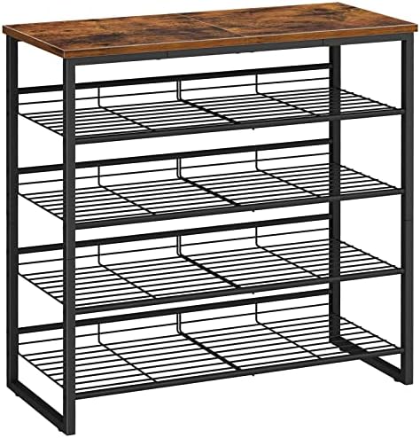 HOOBRO Shoe Rack, 5 Tier Shoe Organizer for Front Door Entrance, Shoe Shelf with Adjustable Tilt Angle, Holds 16-20 Pairs, for Entryway, Garage, Closet, Rustic Brown and Black BF08XJ01 by HOOBRO