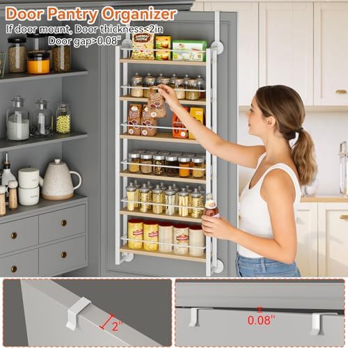 IBUYKE Over the Door Spice Organizer,Door or Wall Mount,Natural TLJ028R - Image 2