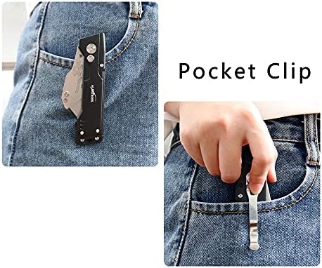 ALBATROSS UPK003 Folding Pocket Utility Knife,Quick Change Blades,Black Aluminum Handle, Blade Storage in Handle Design,5 Extra Blade Included, Used for Cartons, Cardboard and Boxes - Image 3