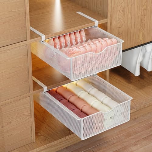2 Pack Closet Pull-Out Baskets Organizer, White by WOCHUANGSI