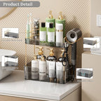 YCIA&DONE Bathroom Counter Organizer, Large Makeup Organizer Countertop, Shelf Storage, Vanity Tray, Easily Assemble for Bathroom Organizers and Storage, Undersink, Cabinet, 2 Tiers Grey - Image 2