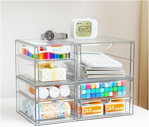 Stackable Storage Drawers, Acrylic Organizers,7 Drawers - Image 2