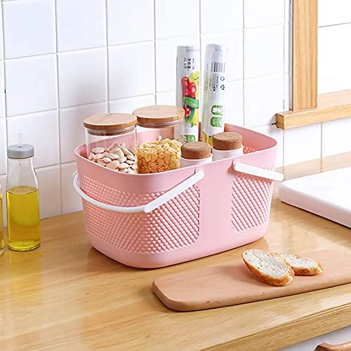 rejomiik Portable Plastic Shower Caddy Basket Organizer with Handles, Pink - Image 4