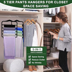 Closet Organizers and Storage, 3 Pack Velvet Pants-Hangers-Space-Saving | Non Silp 5 Tier Scarf Jeans Closet Organizer, Dorm Room Essentials for College Students Girls Boys Guys, Home Storage - Image 6