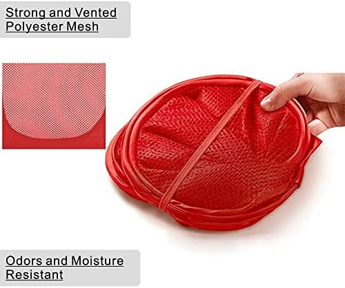 BATTOO Deluxe Strong Mesh Pop up Laundry Hamper Basket with Side Pocket for Laundry Room, Bathroom, Kids Room, College Dorm or Travel Red - Image 4