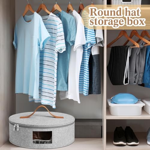 Chunful Hat Box for Women Storage Cowboy Hat Box, Gray, Height 6.3 Inches - Image 4