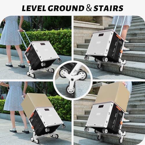 FELICON SELORSS Folding Utility Climber Cart Portable Rolling Crate-White - Image 3