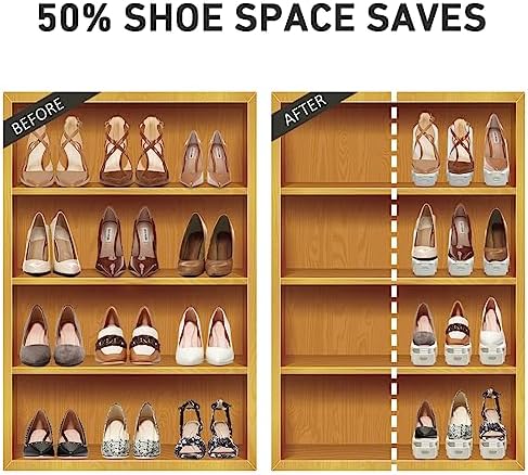 NVGSN Shoe Slots Organizer 20Pack,Shoe Stacker,Cloest Space Saver 50%,White | 4 Levels Adjustable shoe Organizer for Closet Thickening Double Layer shoe Storage Holders for Shelf,Organizador de Zapatos - Image 2