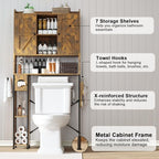 EasyCom 32" W Over The Toilet Storage Cabinet with Adjustable Shelves,Brown - Image 3