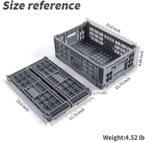 Collapsible Storage Bin/Containe， Transfer box,crate Transit storage of various items (Gray 23.6" L x 15.7" W x 8.6" H) - Image 4