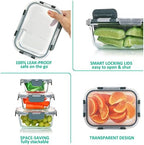 KOMUEE 24 Pieces Glass Food Storage Containers Set, Gray - Image 4